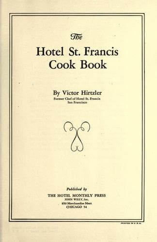 Cover of The Hotel St. Francis cook book
