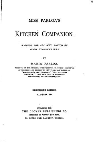 Cover of Miss Parloa's kitchen companion