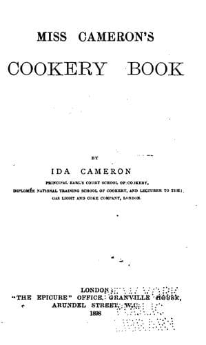 Cover of Miss Cameron's cookery book