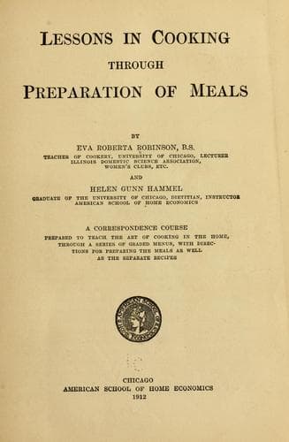 Cover of Lessons in cooking through preparation of meals