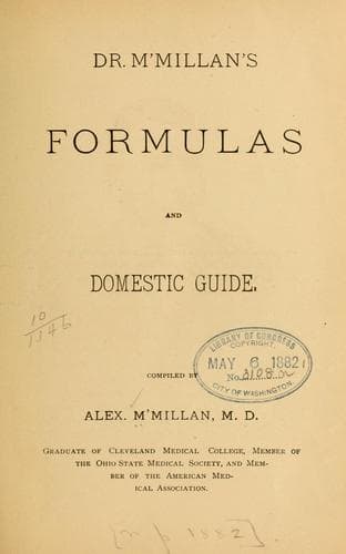 Cover of Dr. M'Millan's formulas and domestic guide