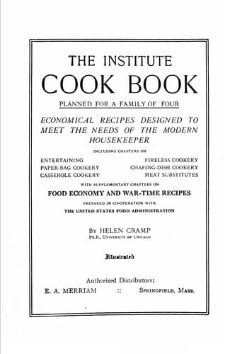 Cover of The Institute cook book