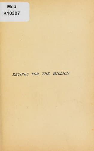 Cover of Recipes for the million