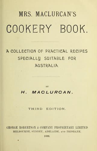 Cover of Mrs. Maclurcan's cookery book